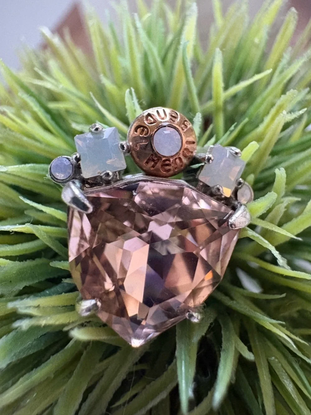Rose Gold Pink Crystal Stud Earrings. Henri Bendel - Picture 2 of 5